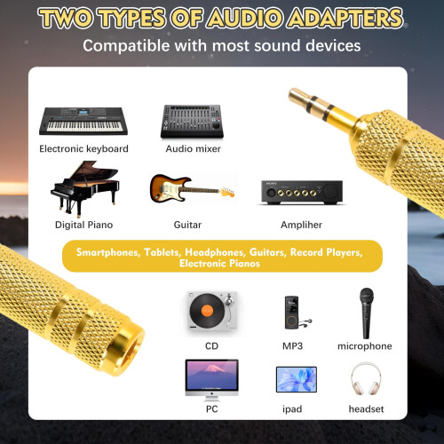 YHTCC 4 PCS Headphone Jack Adapters,3.5mm to 6.35m 2