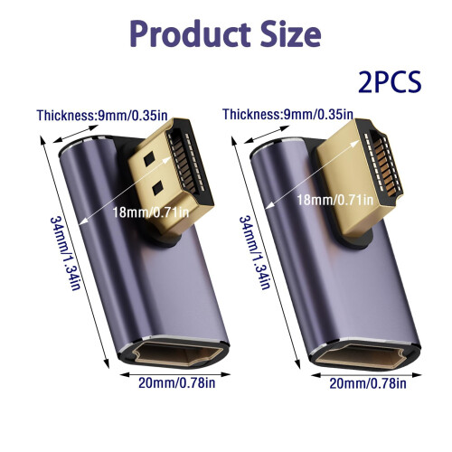 Quwem 2 Pack 8k Left & Right Angle 90 Degree HDMI 1