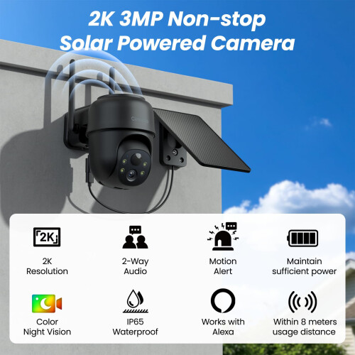 Cinnado Solar Security Camera Outdoor Wireless 2K 1