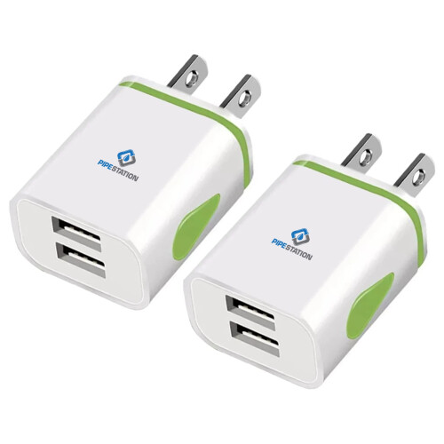 Pipestation UK to USA Plug Adapter with USB 2 Pack