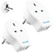 2 Pack UK to Europe 20W PD Travel Adapter With 2 x