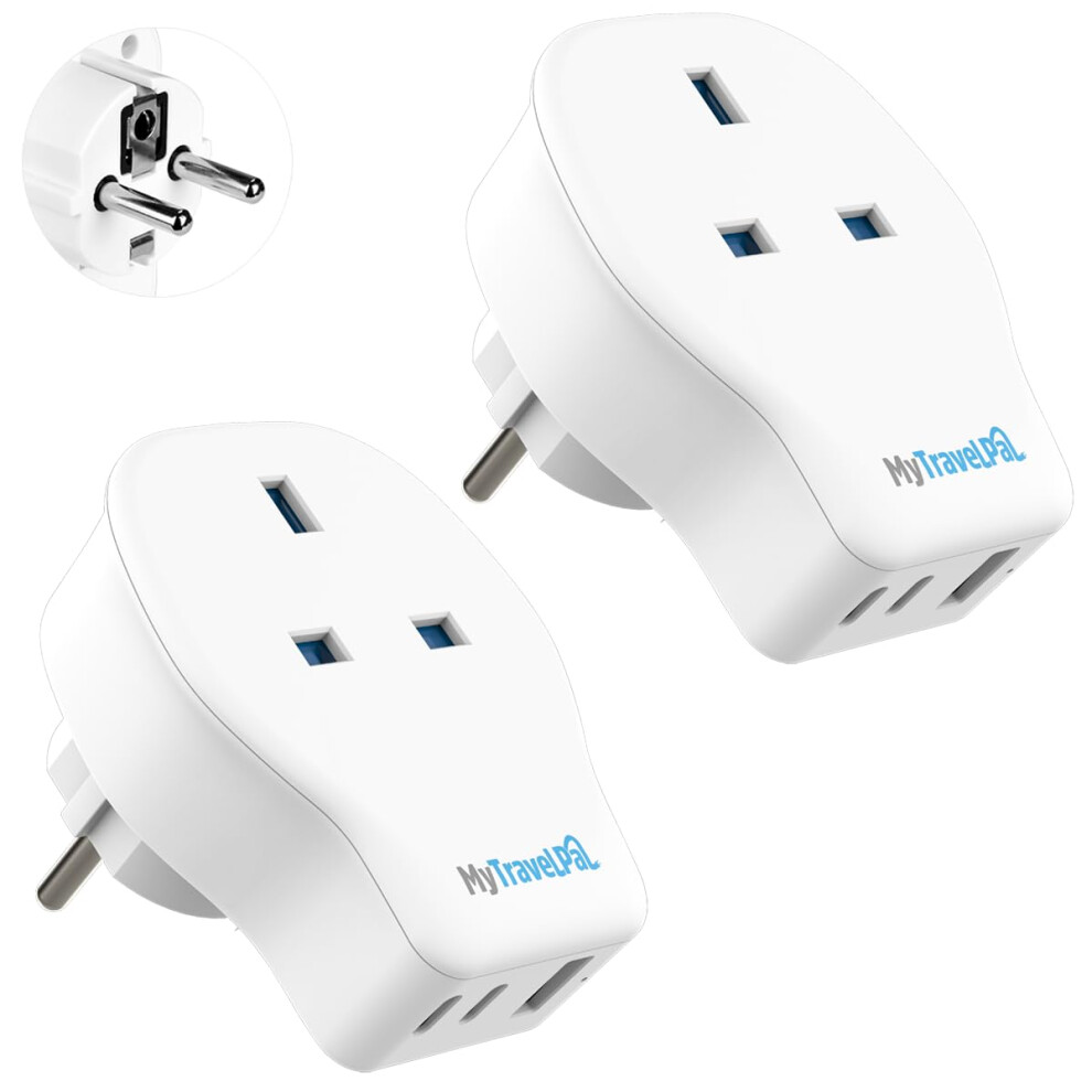 Photos - Charger 2 Pack UK to Europe 20W PD Travel Adapter With 2 x
