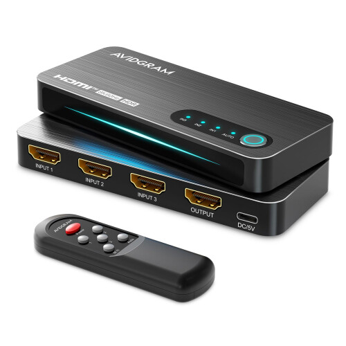 AVIDGRAM HDMI 2.1 Switch 4K 120Hz, 3 in 1 Out With