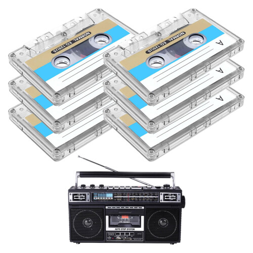 Blank Cassette Tapes 90min,6 Pcs Blank Cassette Ta