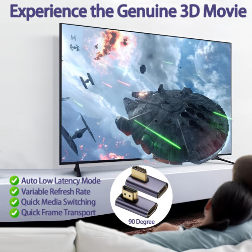 Quwem 2 Pack 8k Left & Right Angle 90 Degree HDMI 2