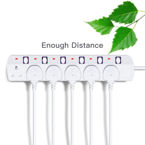 2M 6 Way individual Switch Power Surge Protection 1