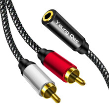 Yeung Qee 3.5mm Female to 2RCA Male Stereo Audio Y