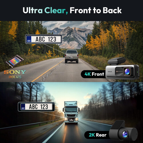 BOTSLAB 4K Dash Cam Front and Rear, Night Vision, 1