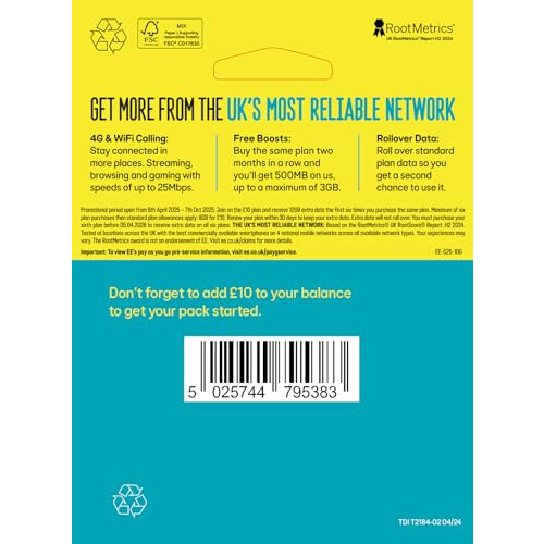 EE SIM CARD, 3 IN 1 SIM, PAYG, EE 1
