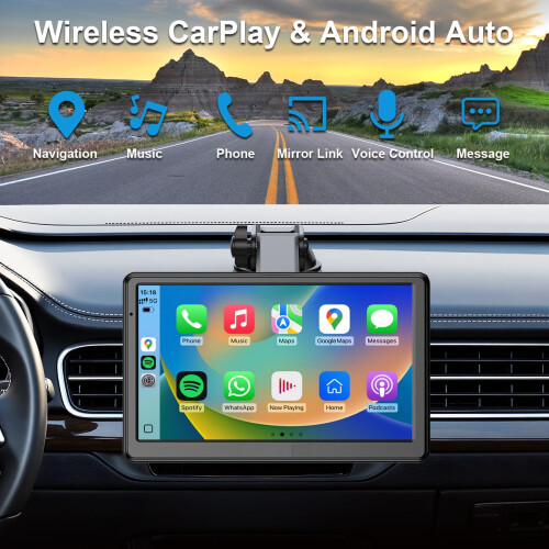 Wireless CarPlay & Android Auto Screen, 7 Inch Por 1