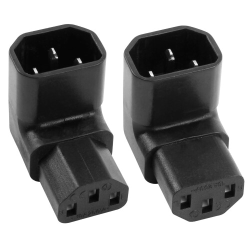 C13 to C14 Connector IEC320 Adapter, 90 Degree Rig