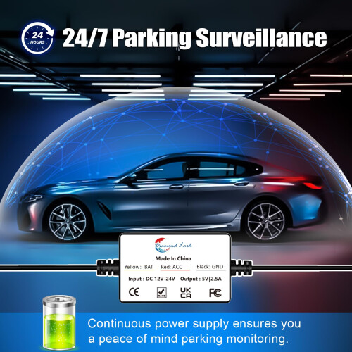 Diamond Lark Dash Cam Hardwire Kit, Converts 12V-2 1