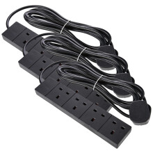 PRO ELEC PELB1810 4 Gang Extension 3m, Black (Pack