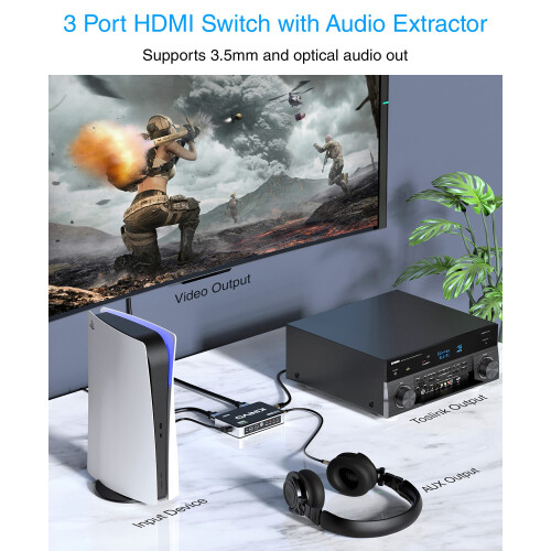 Kinivo HDMI Switch with Audio Extractor 360BNT (3 1