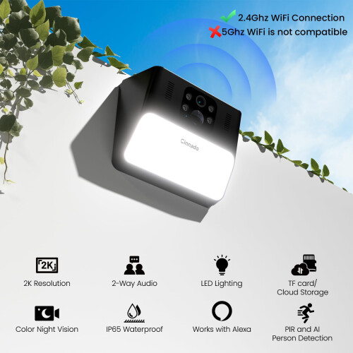 Cinnado Solar Security Wall Light Camera, 2K CCTV 1