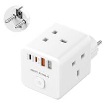 UK to European Plug Adapter with 4 USB Ports(QC3.0