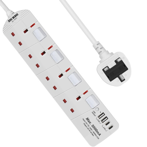SE UKASE Extension Lead with USB Slots(5V/5A), 4 W