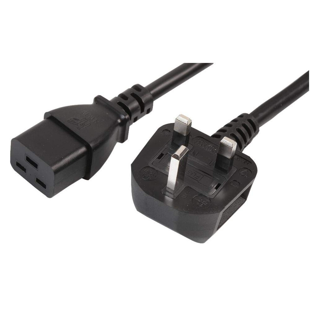 Pro Elec Pel01179 Uk Plug To Iec C19 Power Lead, 16A, 3 M 12072262