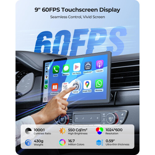 9" Wireless Portable 60FPS Car Screen for Apple Ca 2