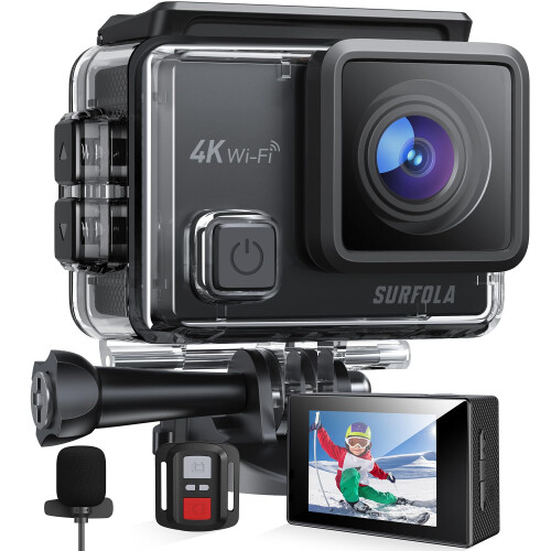 Surfola Action Camera 4K 30fps, Underwater Camera