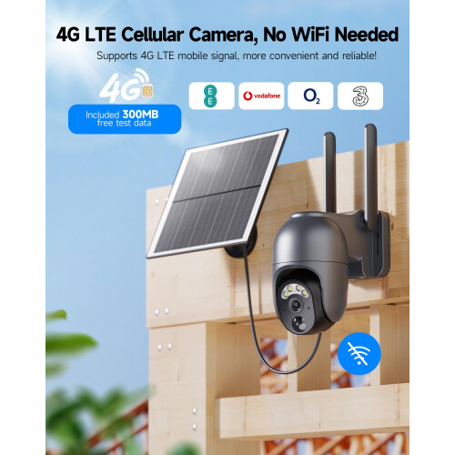 NUASI 4G LTE Security Camera Outdoor Wireless, 2K 1