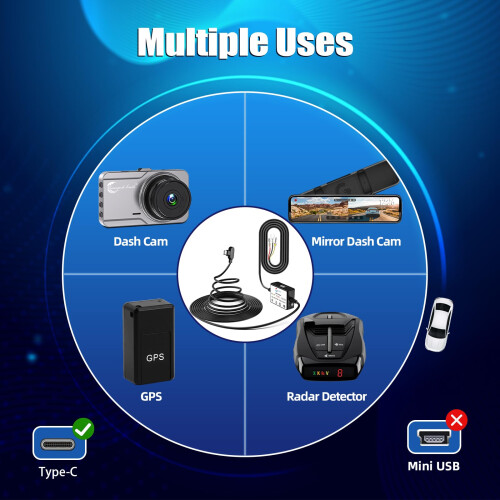 Diamond Lark Dash Cam Hardwire Kit, Converts 12V-2 2