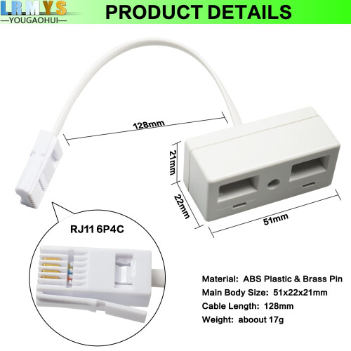 LRMYS One BT Plug to Two BT Sockets Splitter, UK T 1