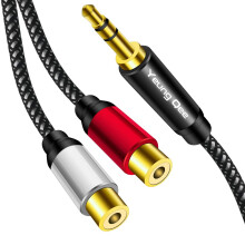 Yeung Qee 3.5mm to 2RCA Female Cable 3m, 3.5mm Mal
