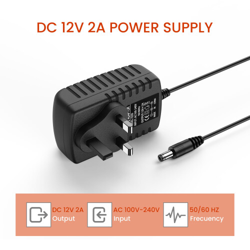 12V 2A DC Power Supply UK Plug AC Adapter with 8 D 1