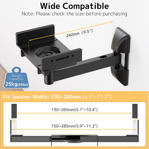PUTORSEN Speaker Wall Mount – Fully Adjustable Uni 1