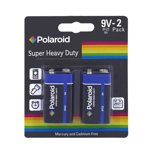 Polaroid 2 x Polaroid PP3/6F22, 9v Heavy Duty Mercury Free
