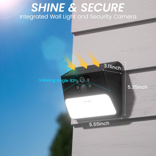 Cinnado Solar Security Wall Light Camera, 2K CCTV 2