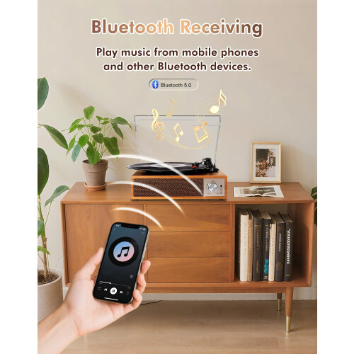 Record Player, VOKSUN Bluetooth Vinyl Turntable wi 1