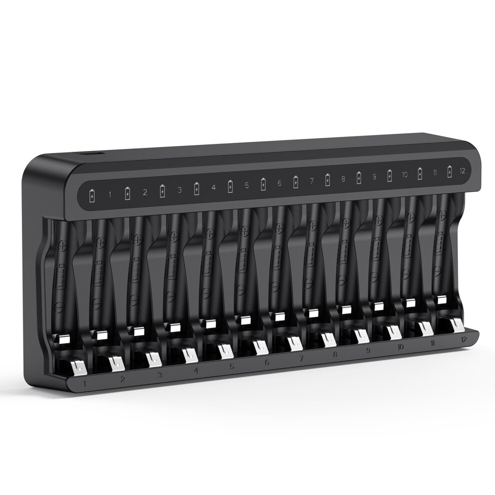Powerowl 12 Bay Battery Charger For Aa Aaa Ni-Mh Rechargeable Batteries, Individual Rechargeable Battery Charger(Zn1224e) 54661721