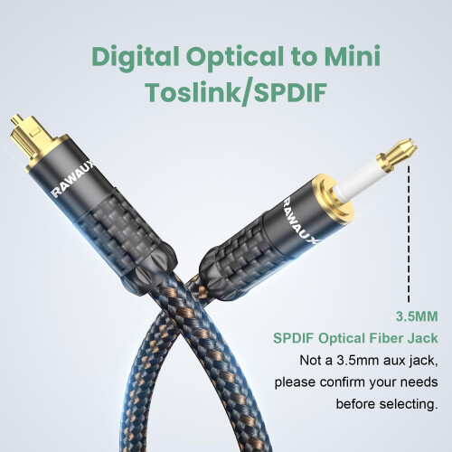 RAWAUX Digital Optical Cable 3m 24K Gold Plated To 1