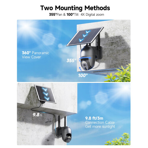NUASI 4G LTE Security Camera Outdoor Wireless, 2K 2