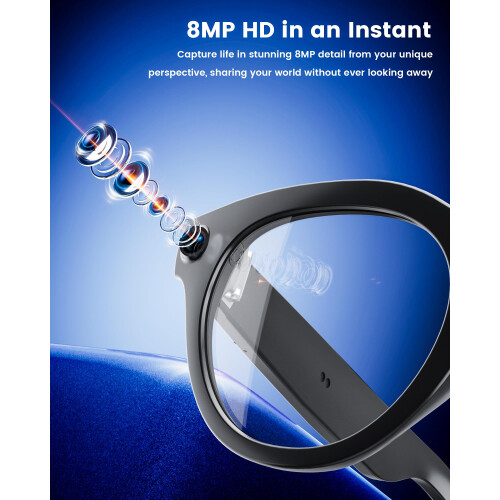 Orpnkna Smart Glasses with Camera and Bluetooth, 8 2