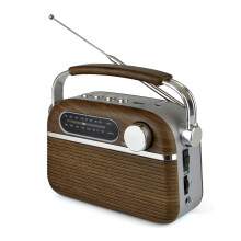 LLOYTRON "Vintage" Style AM/FM Radio with MusicStream- Portable and Rechargeable - MP3 Playback via USB or Micro SD - Mains or Battery Powered - N640