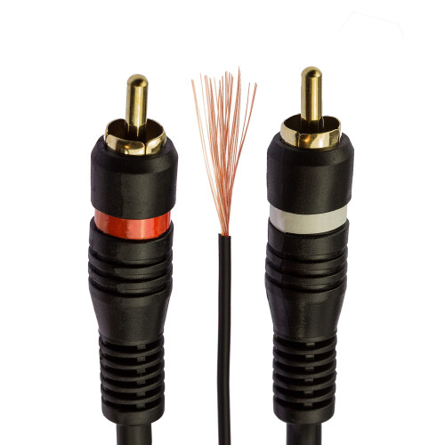 1STec 1m 2 x RCA Red + White Moulded Phono Plugs w 1