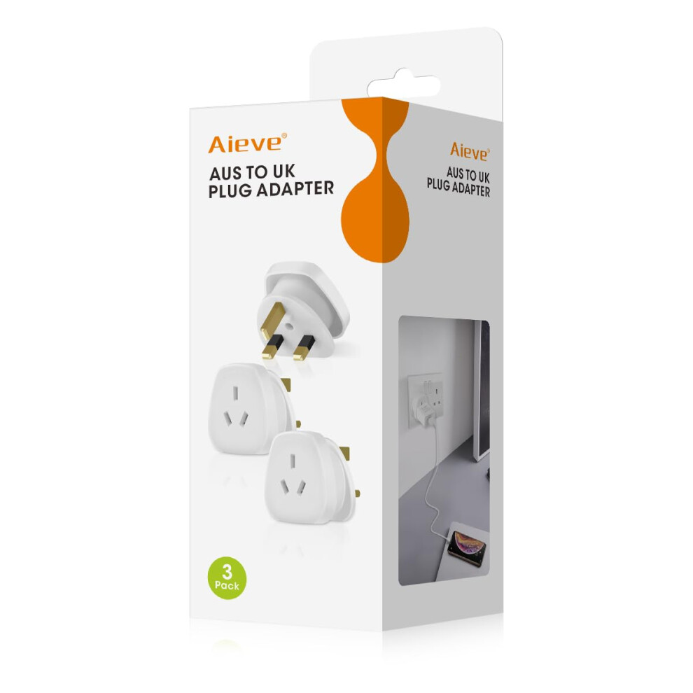 Australia To Uk Plug Adapter, Aus Nz To Uk Power Plug Adaptor, British Converter Travel Adapter For Australian/Argentina/Fiji (3-Pack) Aieve
