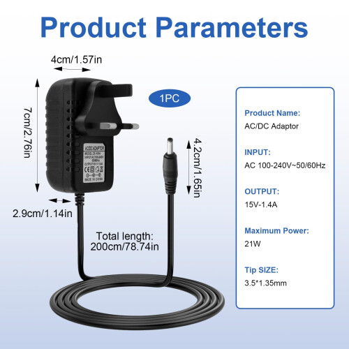 15V 1.4A 21W AC/DC Power Adapter Charger for Alexa 1