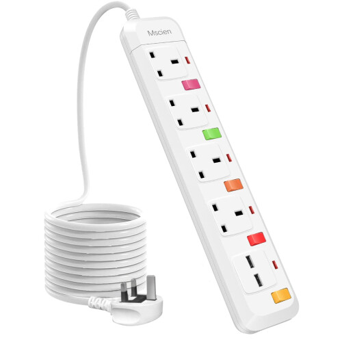 Mscien Extension Lead 2M with USB Slots, 13A 4 Way