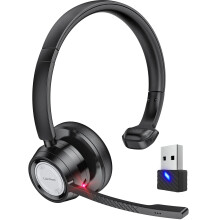 Link Dream Bluetooth Headset with Microphone, Wireless Headphones with Mic Noise Cancelling & USB Dongle for Call Center, Zoom, Microsoft Teams, Skyp