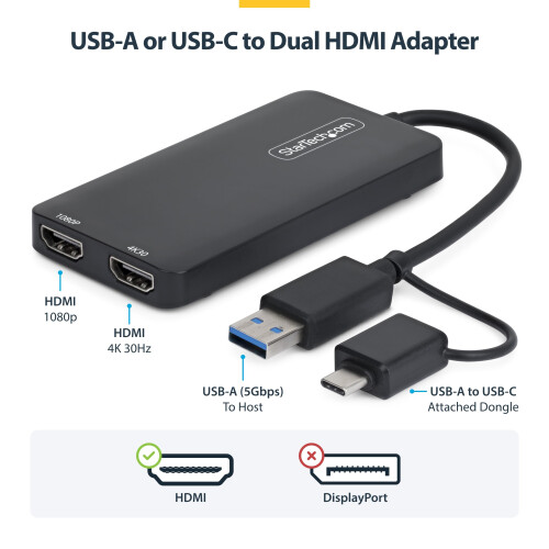 StarTech.com Dual Monitor Adapter for M1/M2/M3/M4 1