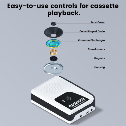 Reshow Portable Cassette Player with Built-in Spea 2