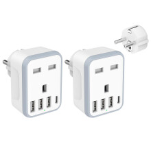 Loydia 2 Pack European Travel Adapter - 5 in 1 UK