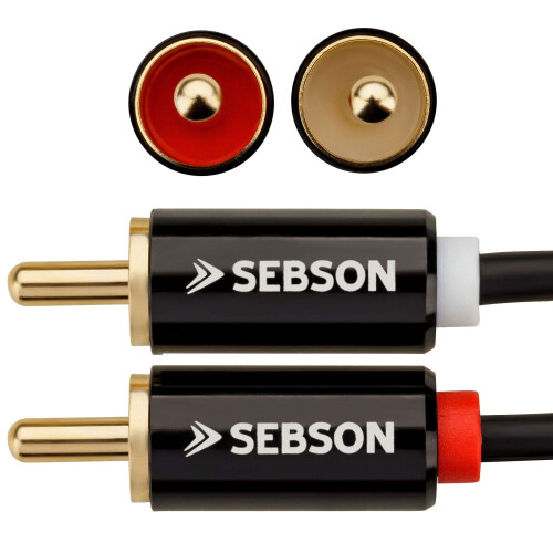 SEBSON RCA Audio Cable 1m, 2 Phono to 3,5mm Jack, 1