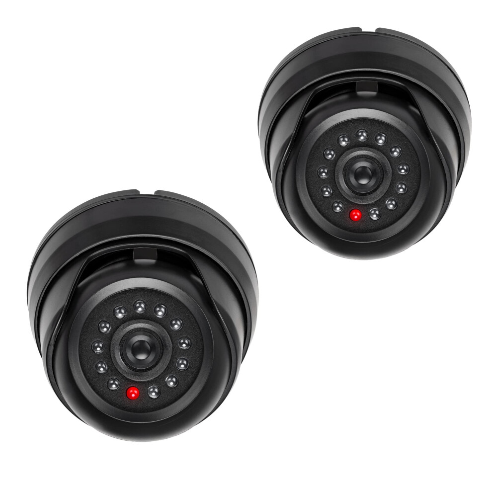 Kwmobile Dummy Camera With Light - Fake Cctv Security Surveillance Dome With Flashing Led Lights - Theft Deterrent - Black, X2 40372594
