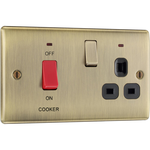 BG Electrical Cooker Switch with Socket and LED, C