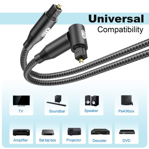 EMK 90 Degree Optical Audio Cable Digital Toslink 1